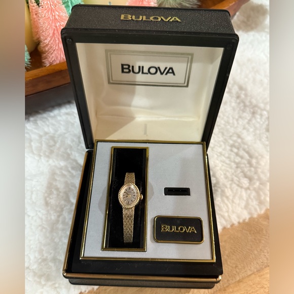 Bulova Accessories - Vintage 80’s Bulova 10K Gold Filled Bracelet Watch in Original Box